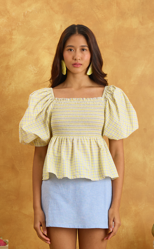 MARIKIT TOP - YELLOW MICRO PLAID