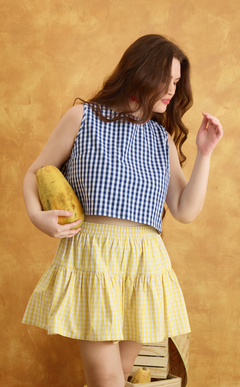 MARTINA TOP - NAVY BLUE GINGHAM Shop.TayoStudio