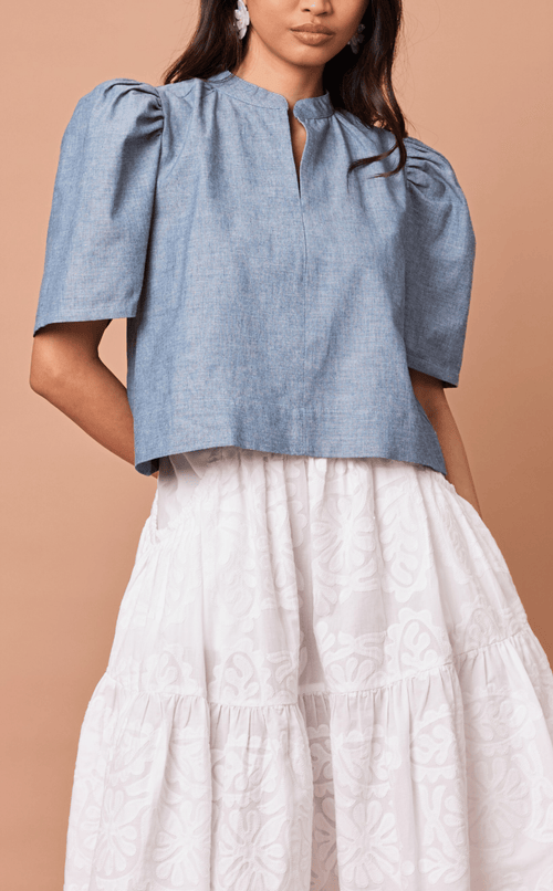 NADIA TOP 2.0 - DENIM LINEN