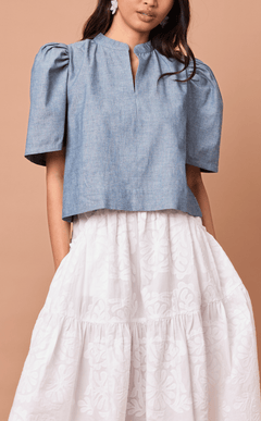 NADIA TOP 2.0 - DENIM LINEN