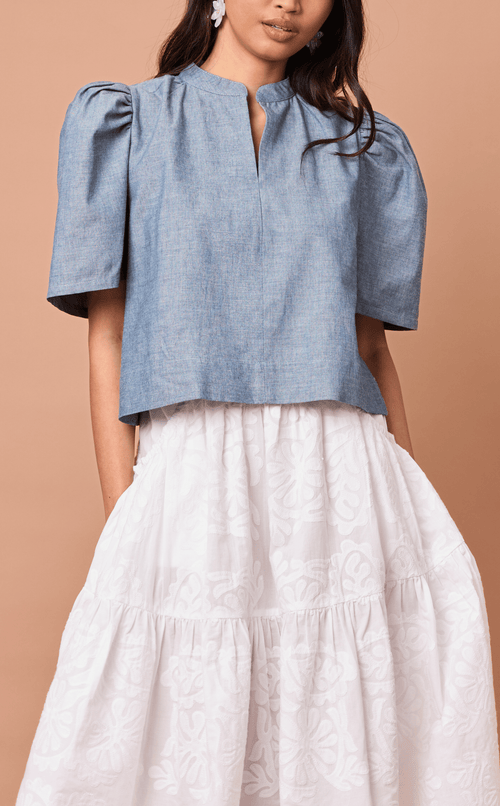 NADIA TOP 2.0 - DENIM LINEN