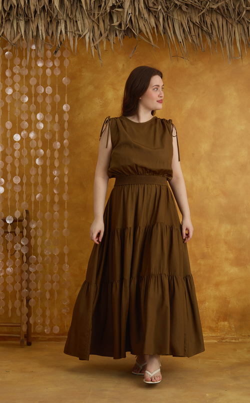 NALA TOP - BROWN SATIN Shop.TayoStudio
