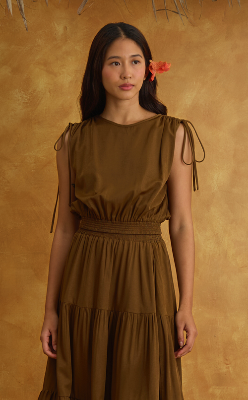 NALA TOP - BROWN SATIN Shop.TayoStudio
