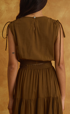 NALA TOP - BROWN SATIN Shop.TayoStudio