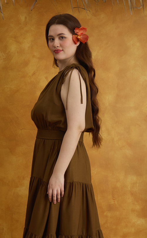 NALA TOP - BROWN SATIN Shop.TayoStudio