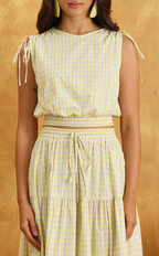 NALA TOP - YELLOW MICRO PLAID Shop.TayoStudio