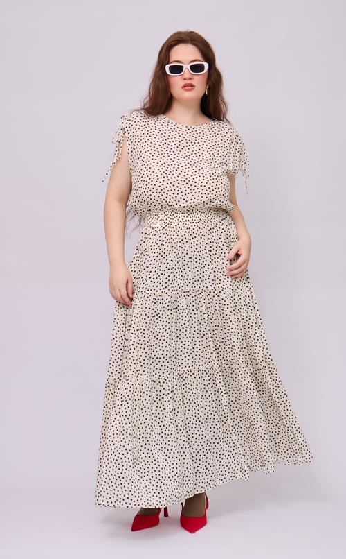 NALA TOP - WHITE MICRO POLKA