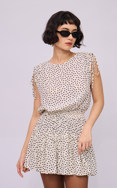 NALA TOP - WHITE MICRO POLKA