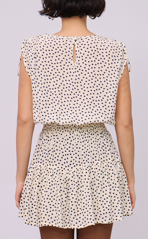 NALA TOP - WHITE MICRO POLKA