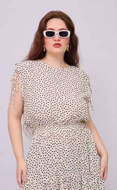NALA TOP - WHITE MICRO POLKA