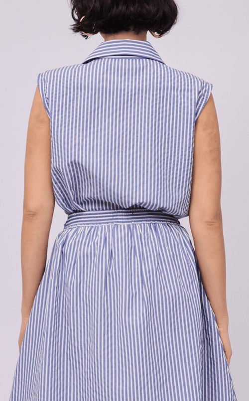 NANO SHIRT - BLUE STRIPES SEERSUCKER