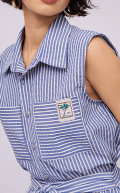 NANO SHIRT - BLUE STRIPES SEERSUCKER
