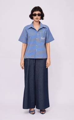 PINO TOP -  BLUE GINGHAM 2 w/ NOYPI EMBRO