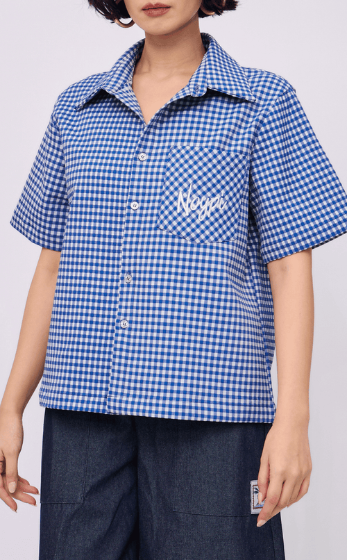 PINO TOP -  BLUE GINGHAM 2 w/ NOYPI EMBRO