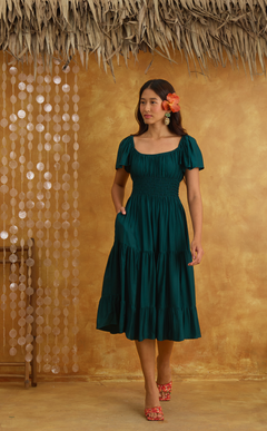ODESSA MIDI DRESS - EMERALD Shop.TayoStudio