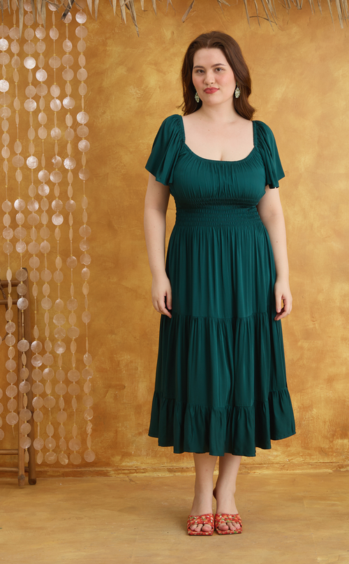 ODESSA MIDI DRESS - EMERALD Shop.TayoStudio