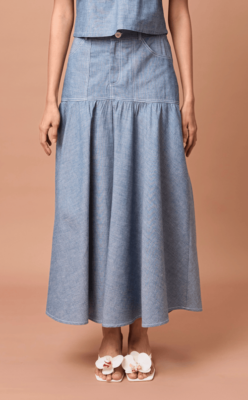 PACITA SKIRT - DENIM LINEN