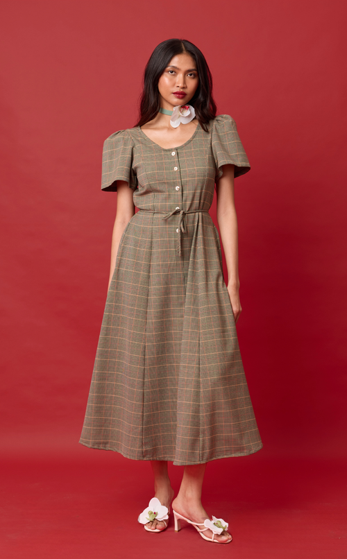 PALMA DRESS - HOUNDSTOOTH PLAID (PRE ORDER)