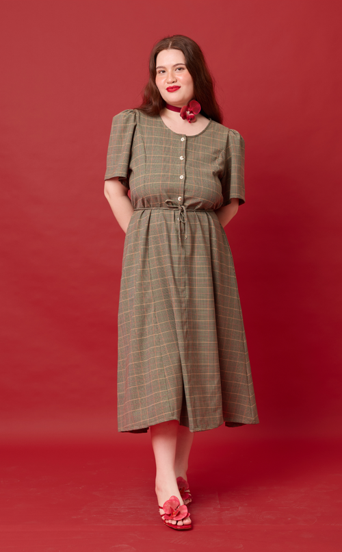 PALMA DRESS - HOUNDSTOOTH PLAID (PRE ORDER)