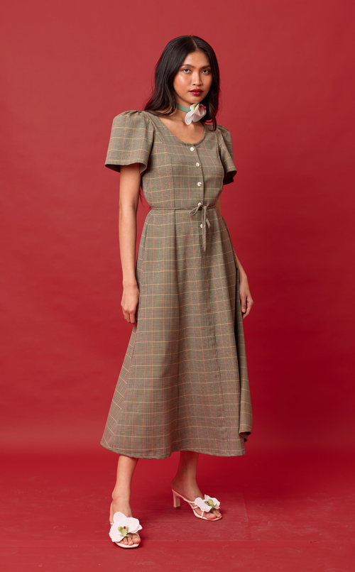 PALMA DRESS - HOUNDSTOOTH PLAID (PRE ORDER)