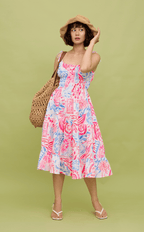 PAMELA MIDI DRESS - NEON TROPICAL LINEN