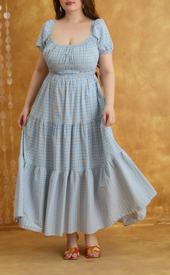 PENELOPE MAXI DRESS - BLUE MICRO PLAID