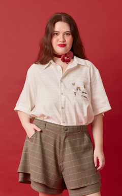 PINO TOP - WHITE CHALK STRIPES w/ BAYANIHAN EMBRO