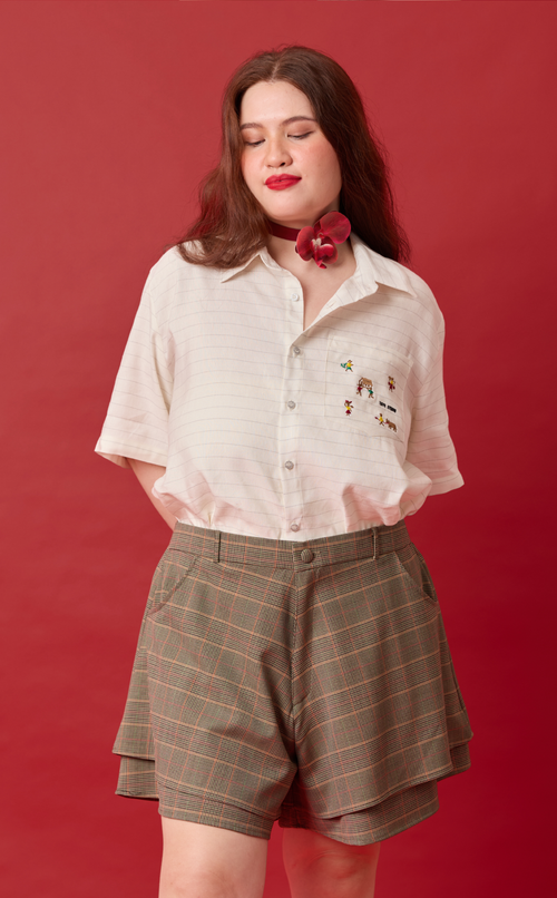 PINO TOP - WHITE CHALK STRIPES w/ BAYANIHAN EMBRO