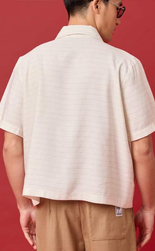 PINO TOP - WHITE CHALK STRIPES w/ BAYANIHAN EMBRO