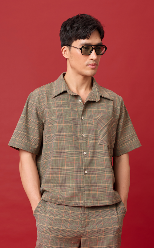 PINO TOP - HOUNDSTOOTH PLAID