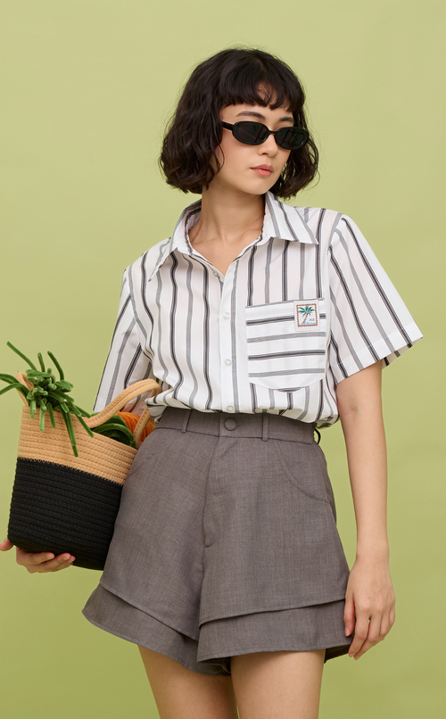 PINO TOP -  BLACK AND WHITE STRIPES w/ EMBLEM