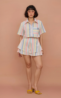 PINO TOP -  PASTEL MULTICOLOR STRIPES w/EMBLEM