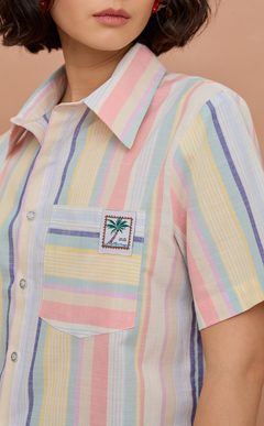 PINO TOP -  PASTEL MULTICOLOR STRIPES w/EMBLEM