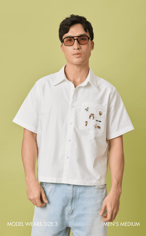 PINO TOP - WHITE OXFORD w/ BAYANIHAN EMBRO