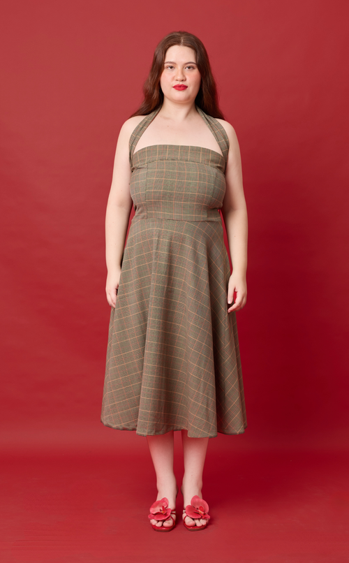 PLUMA DRESS - HOUNDSTOOTH PLAID (PRE ORDER)