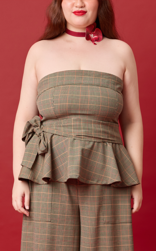 PLUMA TOP - HOUNDSTOOTH PLAID