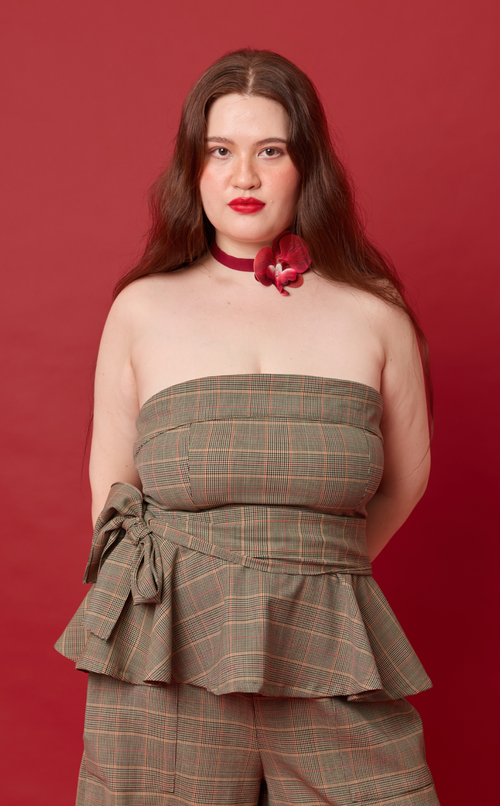 PLUMA TOP - HOUNDSTOOTH PLAID