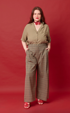 POLLY TOP - OLIVE BANANA LINEN