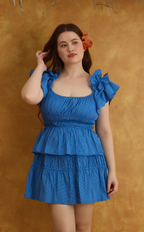 POPPY TOP - BLUE GRID Shop.TayoStudio