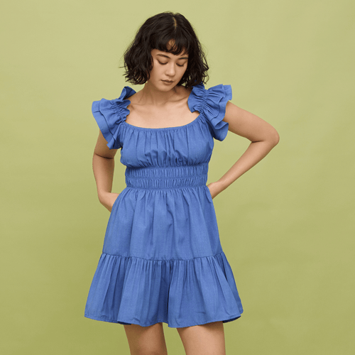POPPY MINI DRESS - CORNFLOWER