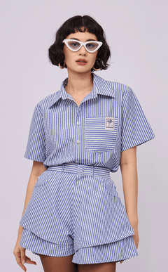PINO TOP -  BLUE STRIPES SEERSUCKER