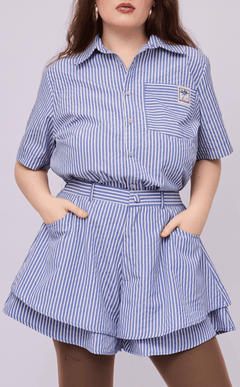 PINO TOP -  BLUE STRIPES SEERSUCKER