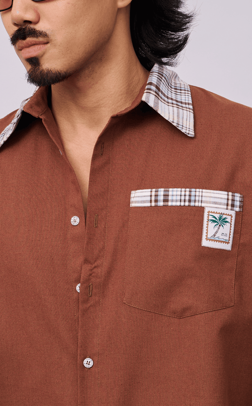 PINO TOP -  COMBI CHOCOLATE PLAID