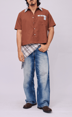 PINO TOP -  COMBI CHOCOLATE PLAID