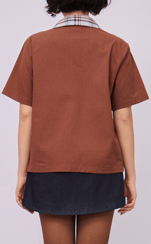 PINO TOP -  COMBI CHOCOLATE PLAID