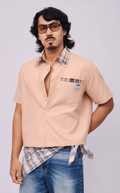 PINO TOP -  COMBI NUDE PLAID