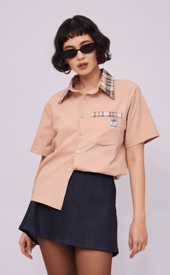 PINO TOP -  COMBI NUDE PLAID