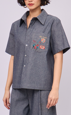 PINO TOP - GRAY DENIM CHAMBRAY DISCO
