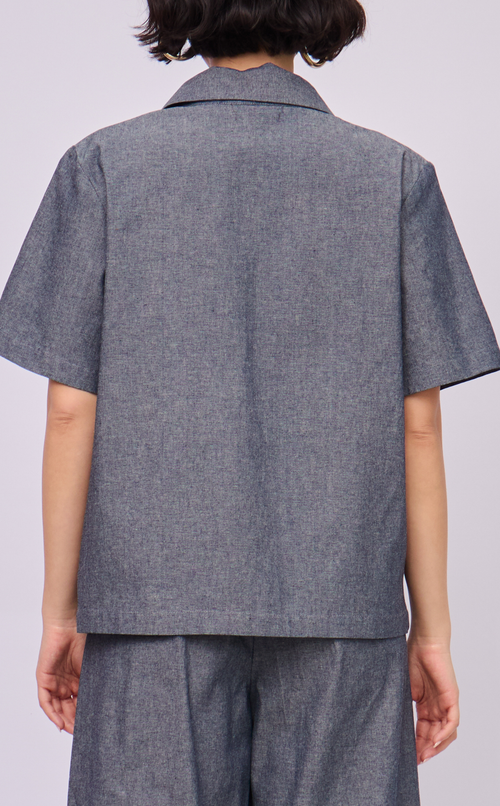 PINO TOP - GRAY DENIM CHAMBRAY DISCO