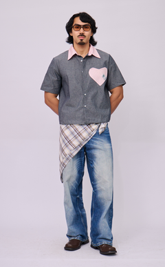 PINO TOP - GRAY DENIM CHAMBRAY HEART